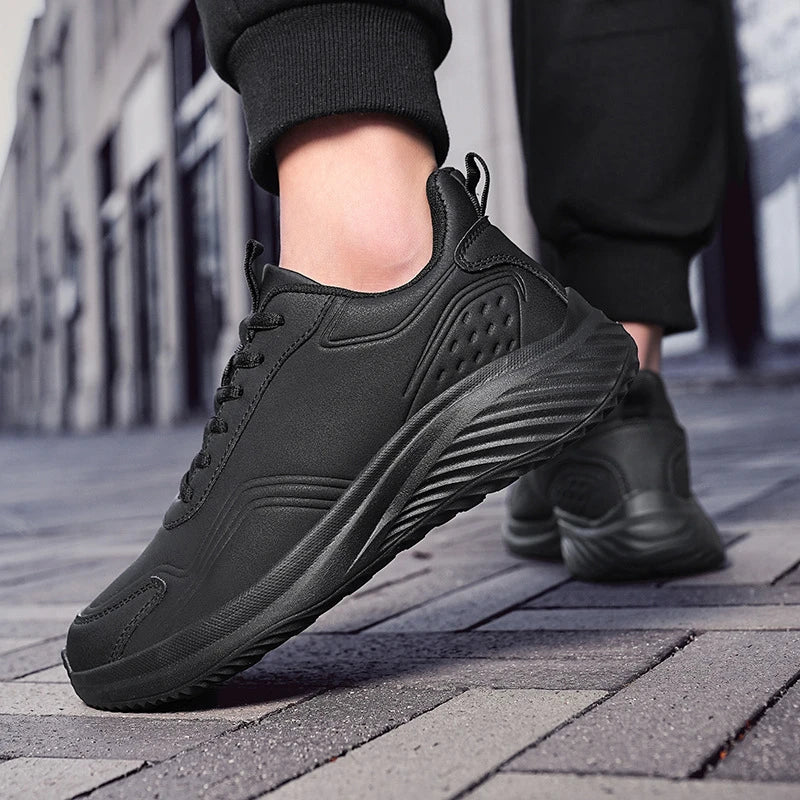 Leather Cushioned Sports Shoes For Men's Lightweight Casual Running Shoes For Autumn And Winter Men's Shoes Versatile And Trendy