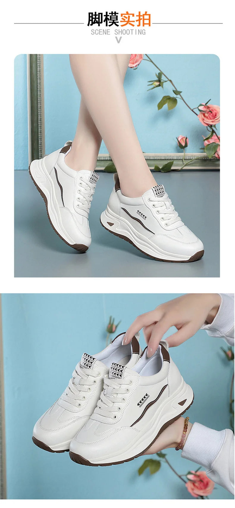 Platform Sports Shoe for Women Autumn 2024 Height Increase Casual Shoes Lace Up Tennis Shoe Water Proof Anti-slip Comfort