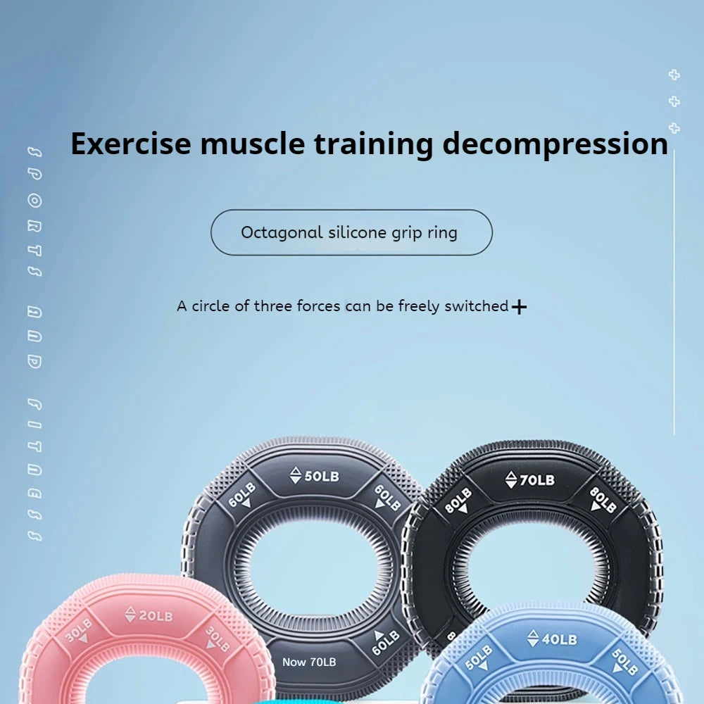 Octagonal Grip Ring 3-Level Resistance Silicone Hand Exerciser for Arm Strength Training Home Gym Fitness Equipment