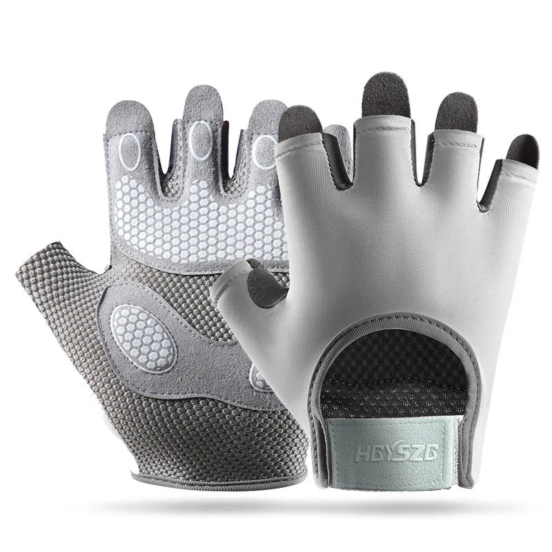 Summer Fitness Gloves Silicone Palm Shock Absorbing Half Finger Colorful Gym Gloves for Men Women Sun Protection Ice Silk Gloves