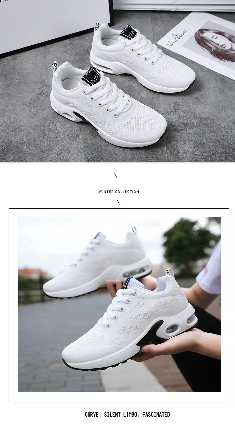 Oulylan Women Casual Sneakers Shoes Mesh Breathable Running Shoes Air Cushion Platform Summer Sports Shoes Luxury Lightweight