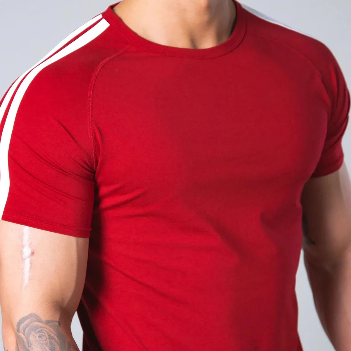 Red Men’s Gym T-Shirt – Short Sleeve, Cotton