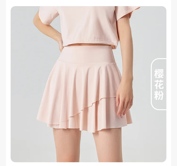 Sport Short Skirt for Women in Summer Anti-exposure High Waist Pleated Short Skirt Fitness Yoga Suit Golf Tennis Skirt