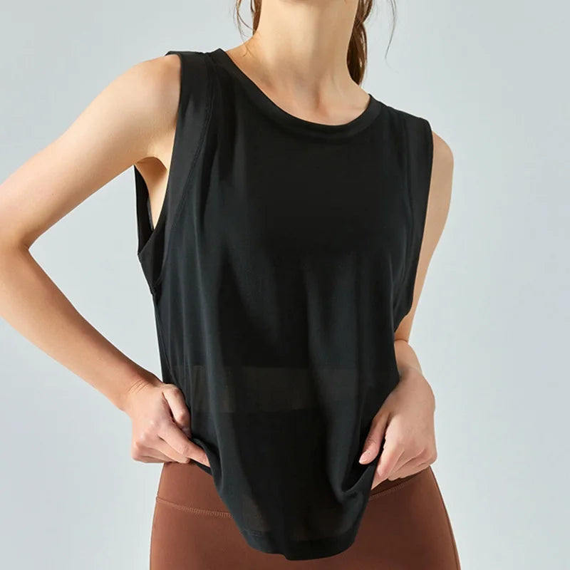 Cloud Hide Quick Dry Sports Shirts for Women XL Crop Top Breathable Plus Size Yoga T-Shirt Gym Workout Cover-up Sleeveless Vest