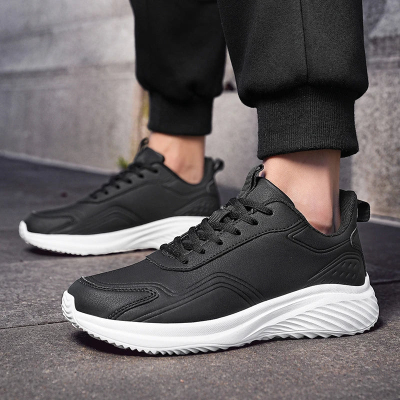 Leather Cushioned Sports Shoes For Men's Lightweight Casual Running Shoes For Autumn And Winter Men's Shoes Versatile And Trendy