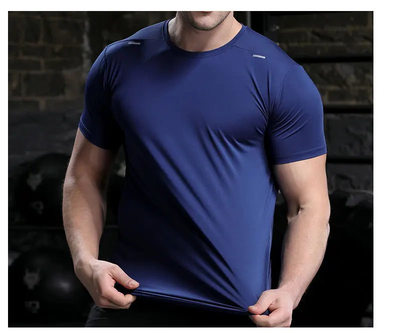 Men's Summer Loose Breathable Short Sleeve Outdoor Cycling Quick Dry Top Running Tracksuits Fitness T-shirts Muscle Tights