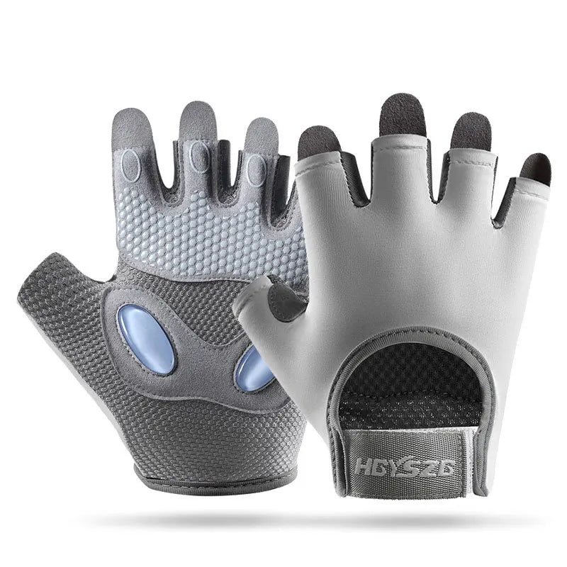 Summer Fitness Gloves Silicone Palm Shock Absorbing Half Finger Colorful Gym Gloves for Men Women Sun Protection Ice Silk Gloves