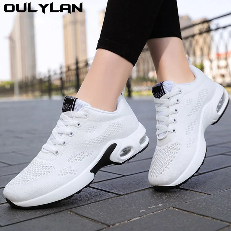 Oulylan Women Casual Sneakers Shoes Mesh Breathable Running Shoes Air Cushion Platform Summer Sports Shoes Luxury Lightweight