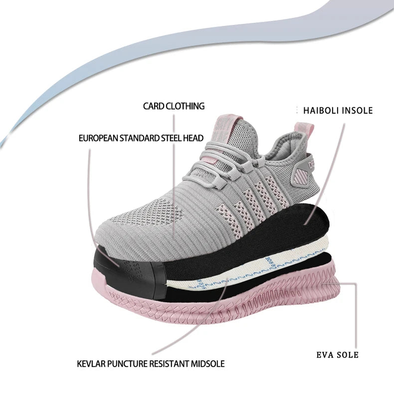 Women's work safety shoes are anti smashing, anti piercing, anti slip, wear-resistant, and outdoor fashionable sports shoes