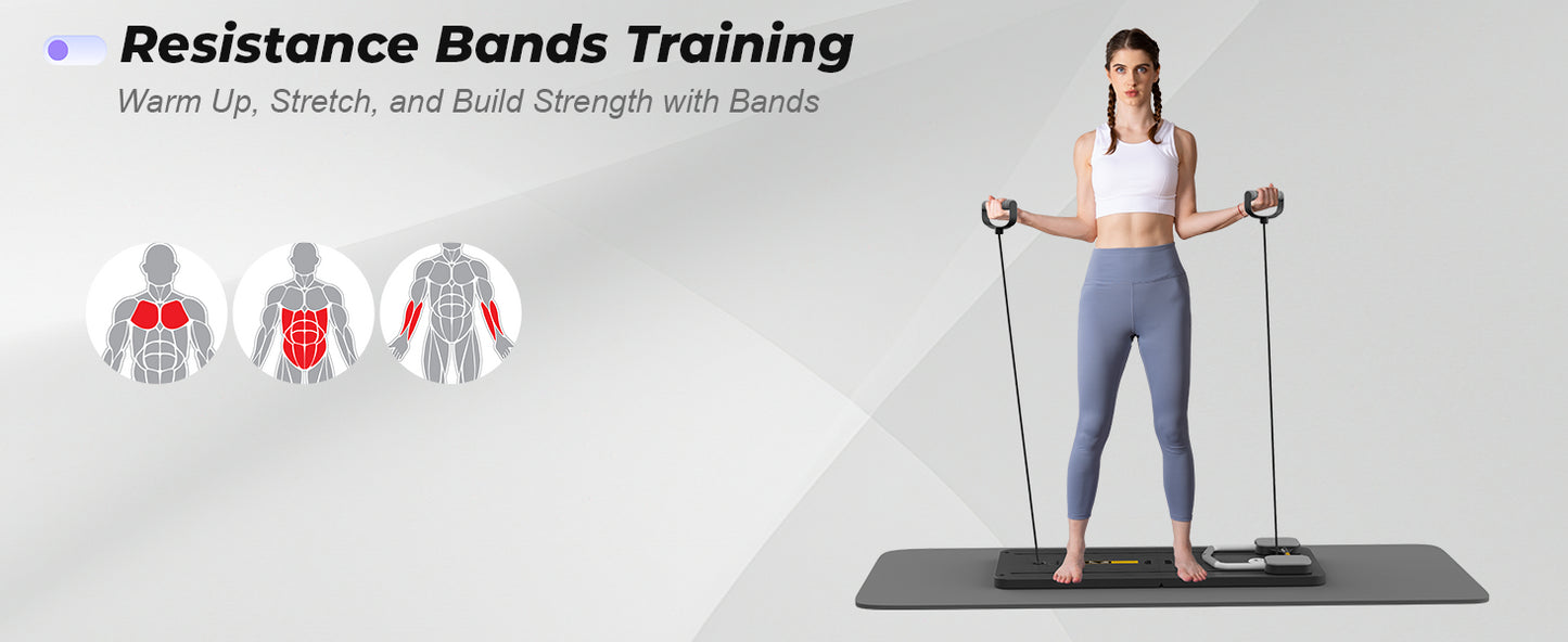 5 in 1 pilates board push up LED display Automatic Rebound Multi Pilates Reformer Set folding Fitness Exercise Equipment