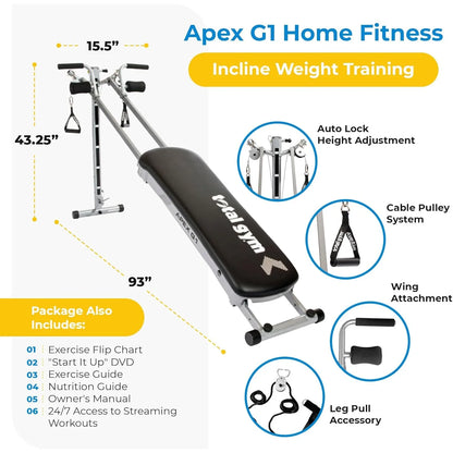 APEX Versatile Indoor Home Gym Workout Total Body Strength Training Fitness Equipment