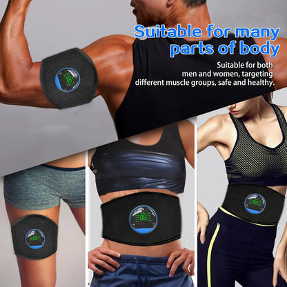 Smart EMS Fitness Belt with LED Display -  Rechargeable Core Trainer for ABS Workout & Lower Back Massage, Home Gym Equipment
