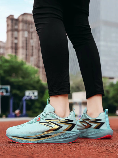 Men's and women's full-length carbon board racing shoes, summer youth running ultra light shock-absorbing sports shoes