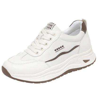 Platform Sports Shoe for Women Autumn 2024 Height Increase Casual Shoes Lace Up Tennis Shoe Water Proof Anti-slip Comfort