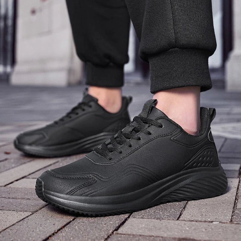 Leather Cushioned Sports Shoes For Men's Lightweight Casual Running Shoes For Autumn And Winter Men's Shoes Versatile And Trendy