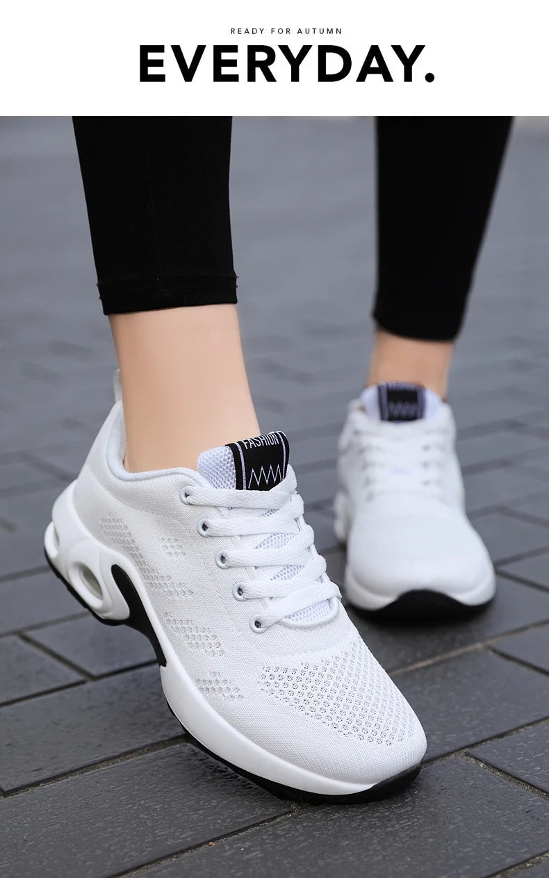 Oulylan Women Casual Sneakers Shoes Mesh Breathable Running Shoes Air Cushion Platform Summer Sports Shoes Luxury Lightweight