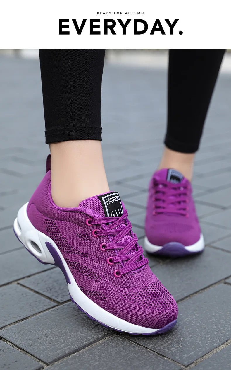 Oulylan Women Casual Sneakers Shoes Mesh Breathable Running Shoes Air Cushion Platform Summer Sports Shoes Luxury Lightweight