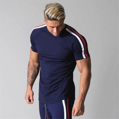 Red Men’s Gym T-Shirt – Short Sleeve, Cotton