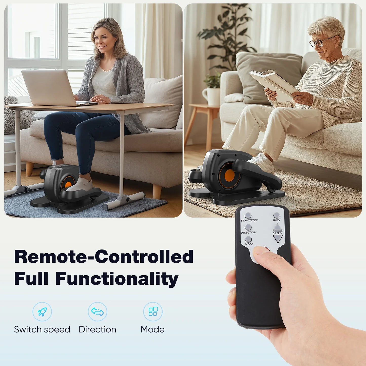 Electric Pedal Exerciser with Adjustable Speed & LED Display Under-Desk Elliptical Machine Home Office Sport Equipment Fitness
