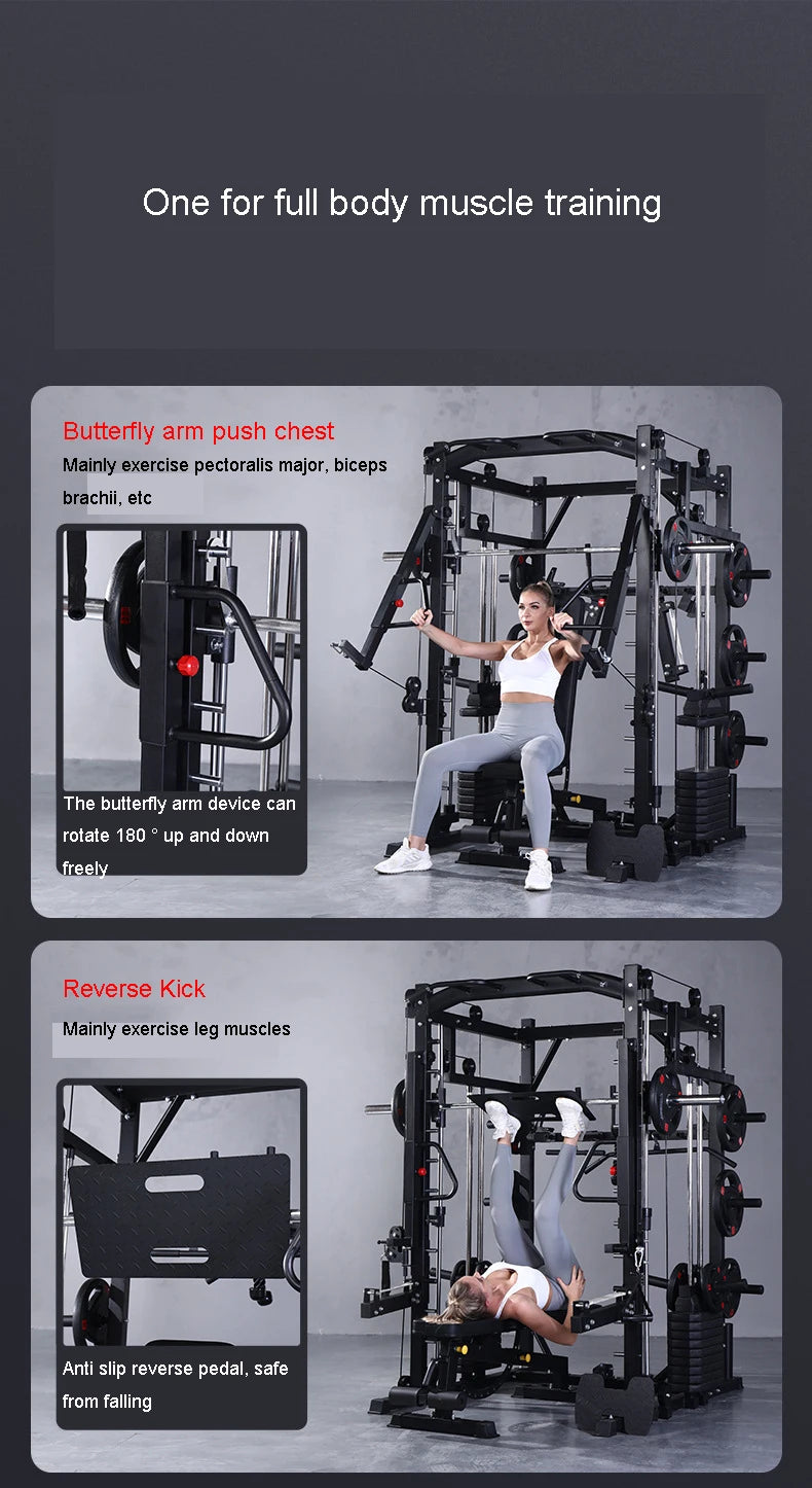Smith Machine Comprehensive Training , Commercial Fitness Equipment, Squat and Push, Multi-functional Integrated Gantry