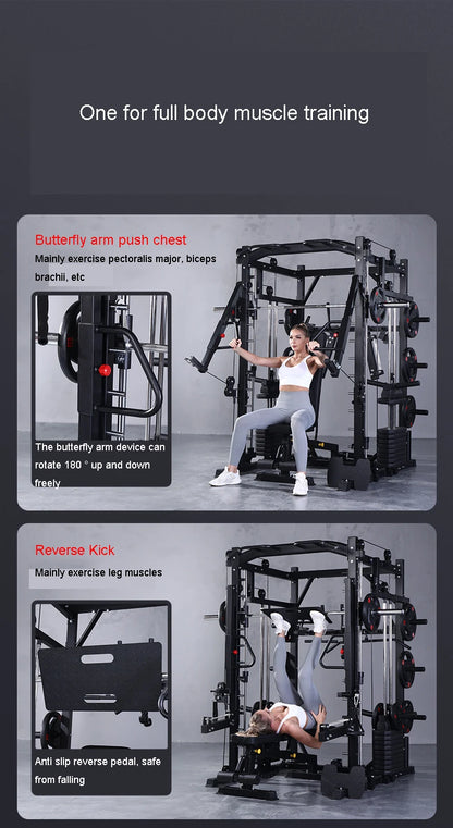Smith Machine Comprehensive Training , Commercial Fitness Equipment, Squat and Push, Multi-functional Integrated Gantry
