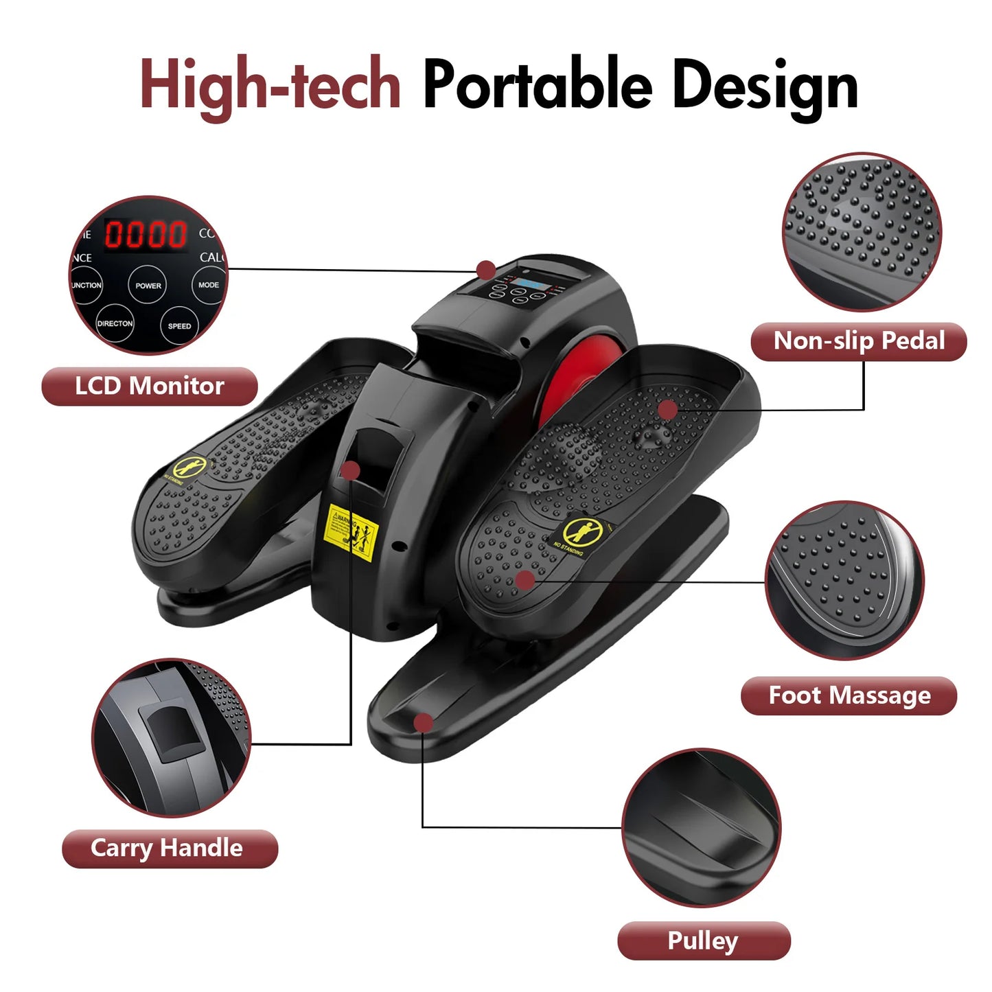 Electric Elliptical Machine Under Desk Pedal Exerciser Leg Home Fitness Small Multi-functional Silent Mini Trainer Portable