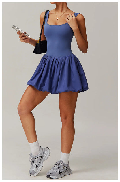 2024 New Women Yoga Jumpsuit Set Sexy Anti Glare One-Piece Jumpsuit Dance Ballet Sports Dress Gym Push up Running Tennis Sports