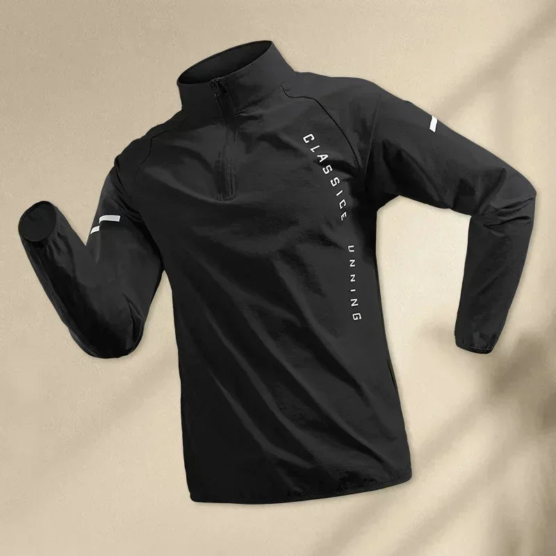 2025 Men’s White Running Jacket – Hooded Zip-Up