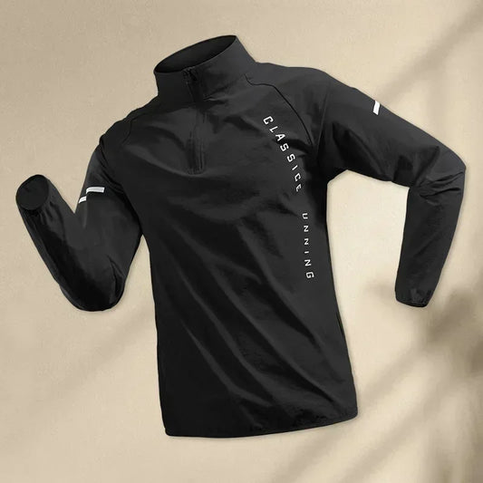 2025 Men’s White Running Jacket – Hooded Zip-Up