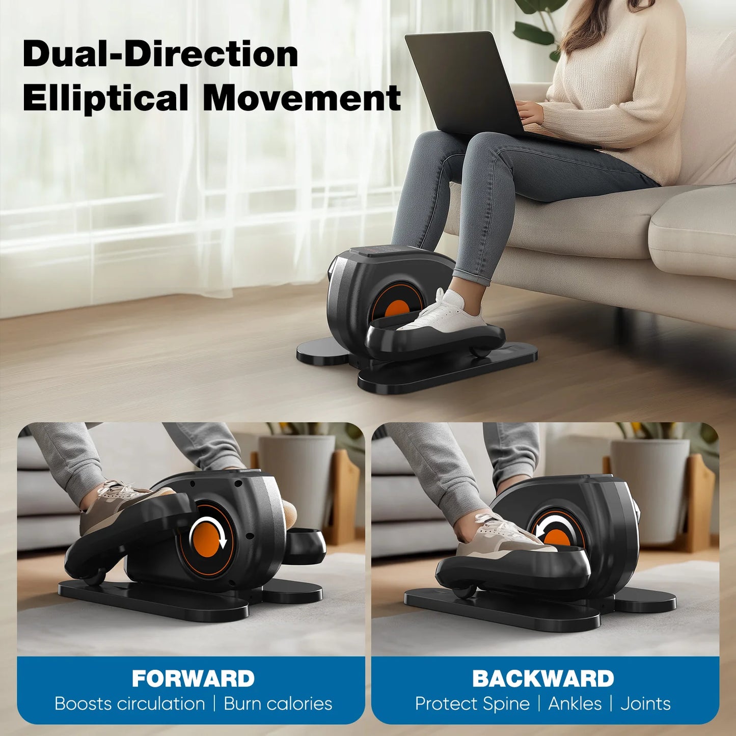 Electric Pedal Exerciser with Adjustable Speed & LED Display Under-Desk Elliptical Machine Home Office Sport Equipment Fitness