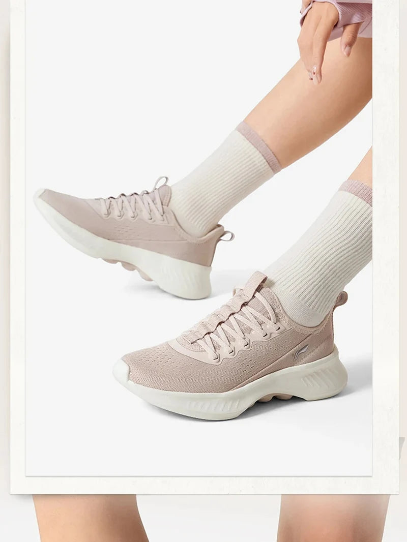 Li-Ning Women SOFT ESSENTIAL V2 Slip-on Casual Walking Shoes Cushion Flexible LiNing Comfortable Sports Sneakers AGLV022