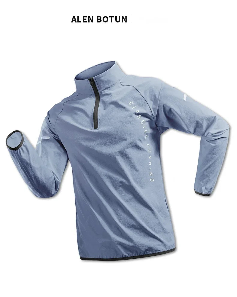 2025 Men’s White Running Jacket – Hooded Zip-Up