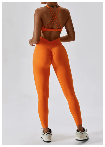 White Yoga Sets Women Sexy Beauty Back Bra High Waist Leggings Suit Comfort Soild Fitness Running Sport Sets Breathabe Sportwear