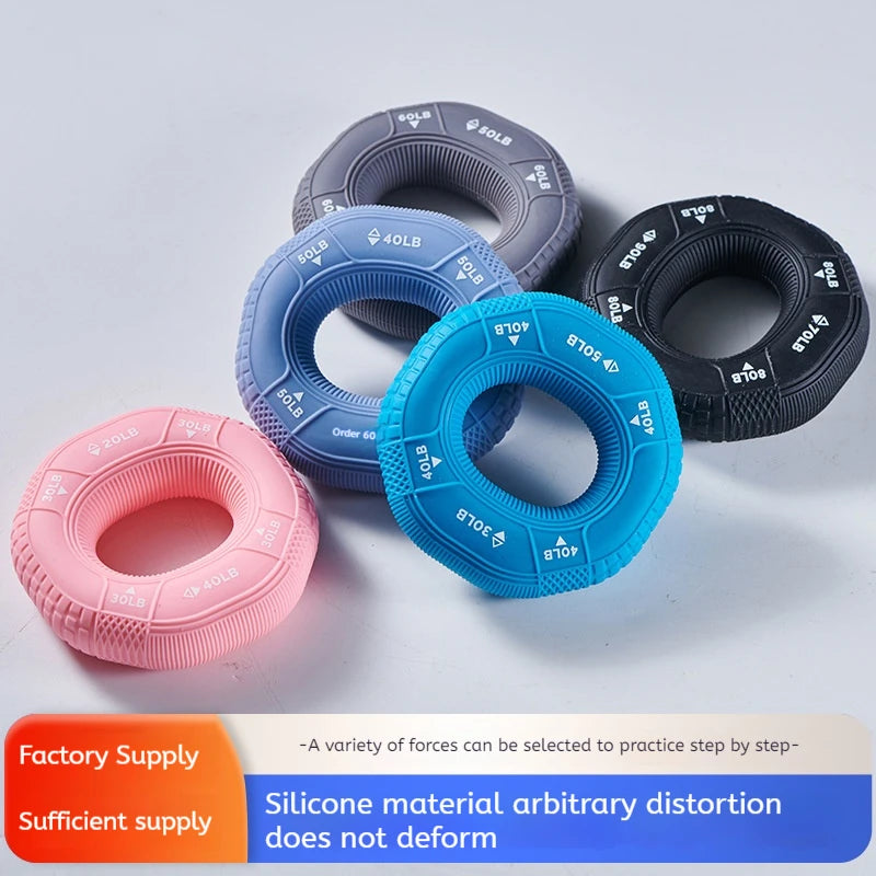 Octagonal Grip Ring 3-Level Resistance Silicone Hand Exerciser for Arm Strength Training Home Gym Fitness Equipment