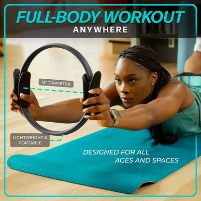 Transform your fitness routine with this premium high-quality magic 12" dual grip Pilates ring for ultimate toning results. Revo