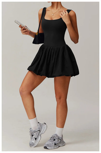 2024 New Women Yoga Jumpsuit Set Sexy Anti Glare One-Piece Jumpsuit Dance Ballet Sports Dress Gym Push up Running Tennis Sports