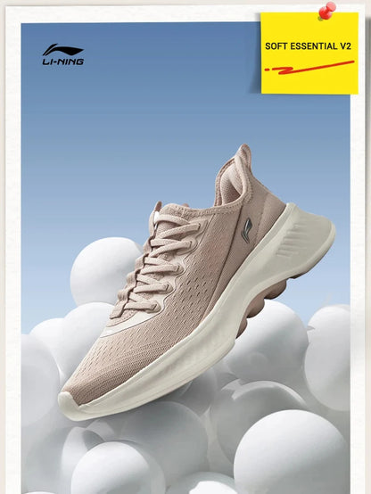 Li-Ning Women SOFT ESSENTIAL V2 Slip-on Casual Walking Shoes Cushion Flexible LiNing Comfortable Sports Sneakers AGLV022