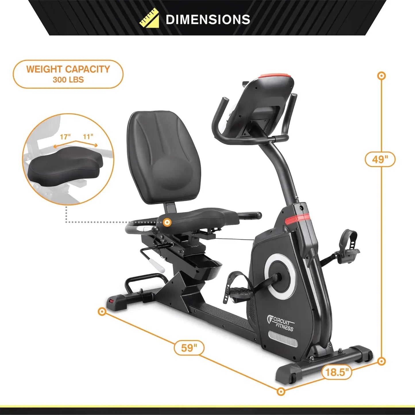 Fitness Recumbent Magnetic Exercise Bike with 15 Workout Programs