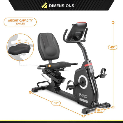 Fitness Recumbent Magnetic Exercise Bike with 15 Workout Programs