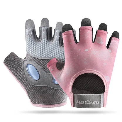 Summer Fitness Gloves Silicone Palm Shock Absorbing Half Finger Colorful Gym Gloves for Men Women Sun Protection Ice Silk Gloves