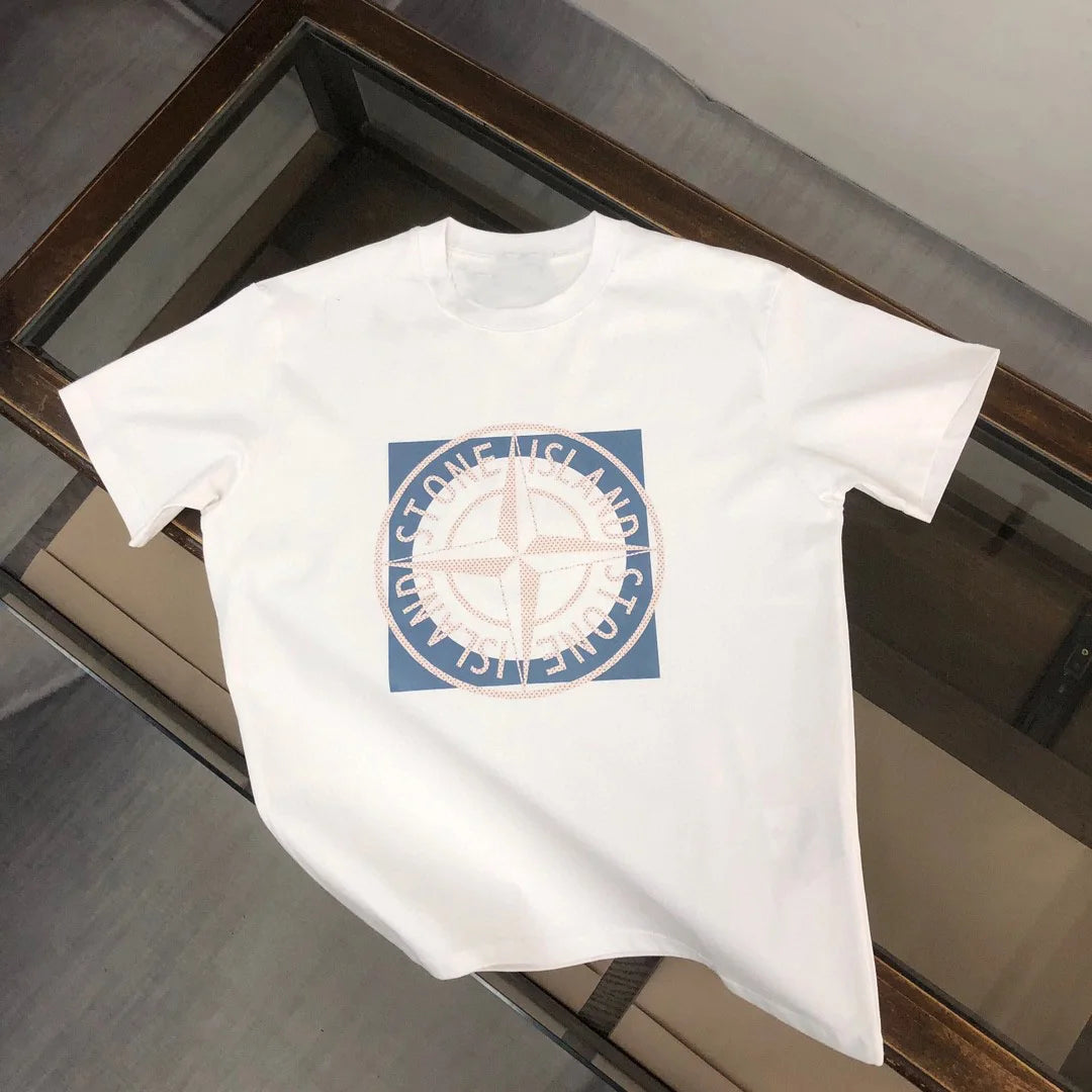 Retro Stone Logo T-Shirt – Men’s Casual Cotton Tee