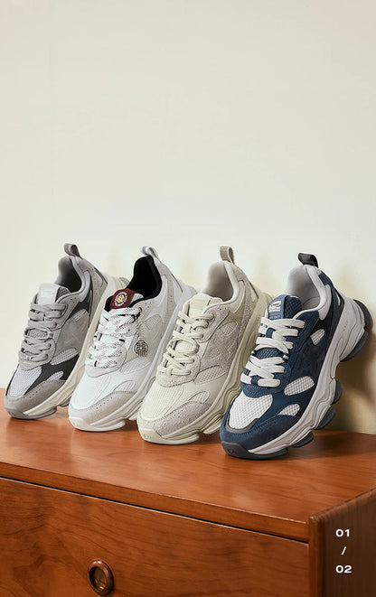 Xtep Chinoiserie Casual Shoes For Men 2025 Spring Vintage Thick Sole Fashion Sports Shoes Wear-Resistant  Sneakers 875119320001