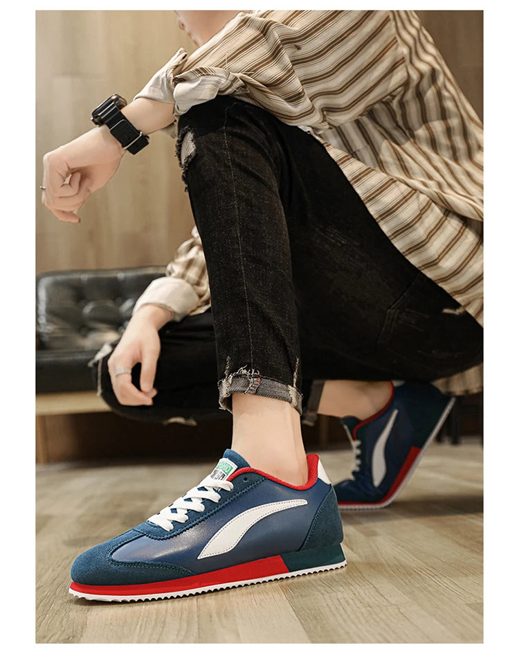 Hot sale Blue Mens Fashion Sneakers Classic Leather Sport Shoes For Men Trainers Designer Athletic Sneakers Male Running Shoes