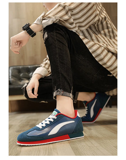 Hot sale Blue Mens Fashion Sneakers Classic Leather Sport Shoes For Men Trainers Designer Athletic Sneakers Male Running Shoes