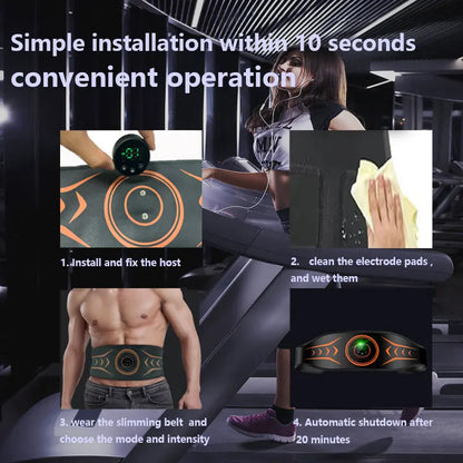 EMS Muscle Toner Abdominal Toning Belt USB Recharge Electric Muscle Stimulation Smart Fitness Massage Abs Trainer Body Shaping