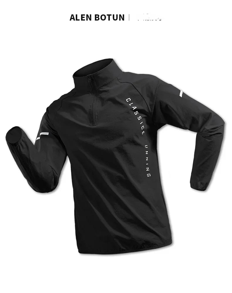 2025 Men’s White Running Jacket – Hooded Zip-Up