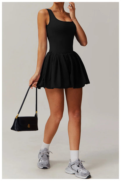 2024 New Women Yoga Jumpsuit Set Sexy Anti Glare One-Piece Jumpsuit Dance Ballet Sports Dress Gym Push up Running Tennis Sports