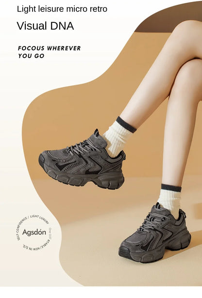 Oulylan Leisure Summer Women Chunky Sneaker Retro Lightweight Mesh Breathable Sports Shoes Ladies Fashion Daily Comfort Footwear