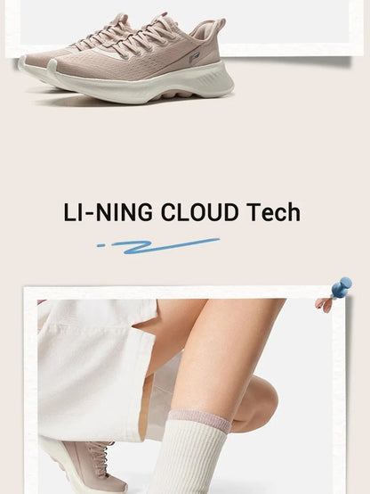 Li-Ning Women SOFT ESSENTIAL V2 Slip-on Casual Walking Shoes Cushion Flexible LiNing Comfortable Sports Sneakers AGLV022