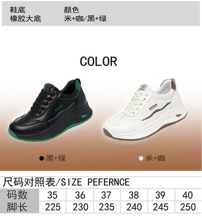 Platform Sports Shoe for Women Autumn 2024 Height Increase Casual Shoes Lace Up Tennis Shoe Water Proof Anti-slip Comfort